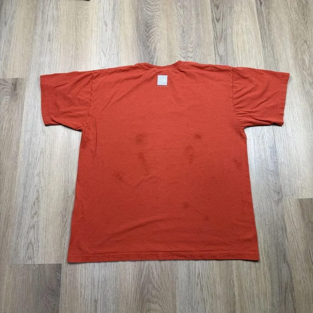 The North Face Shirt Mens Large Orange Ski Mountain Logo Graphic Tee Outdoor